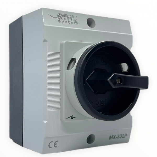 Hauptschalter 4-​Polig 32 A - im Gehäuse IP65 Schwarz